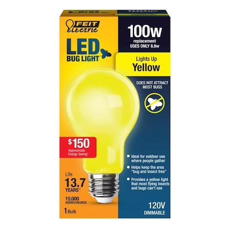 Cling 100 Watt Equivalence A19 E26 Medium LED Bulb Yellow CL3306884